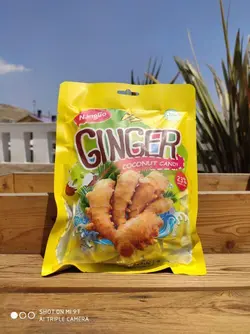 آبنبات زنجبیلی نانگو با طعم نارگیل 150 گرمی ginger coconut candy - شهر گیلاس | فروشگاه تخصصی پاستیل و شکلات