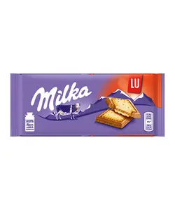 شکلات میلکا 100 گرمی milka با کراکر lu - شهر گیلاس | فروشگاه تخصصی پاستیل و شکلات