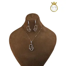 نیم ست نقره طرح قلبی - فروشگاه سیلور تی تی