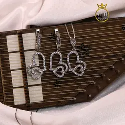 نیم ست نقره طرح قلبی - فروشگاه سیلور تی تی