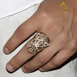 انگشتر نقره کله شیر طلایی طرح جواهر - فروشگاه سیلور تی تی