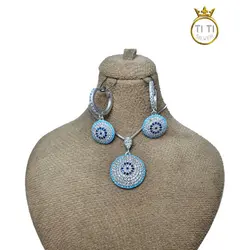 نیم ست نگین ریز فیروزه - فروشگاه سیلور تی تی