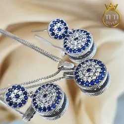 نیم ست نقره چشم زخم - فروشگاه سیلور تی تی