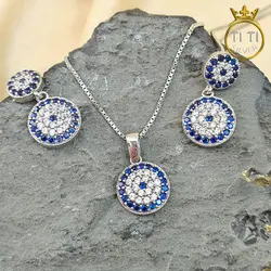 نیم ست نقره چشم زخم - فروشگاه سیلور تی تی