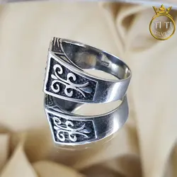 انگشتر نقره طرح دار - فروشگاه سیلور تی تی