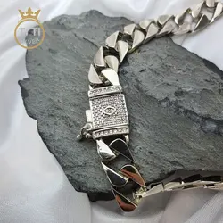 گردنبند کارتیر نقره ای نگین دار 011604 - فروشگاه سیلور تی تی