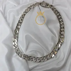 گردنبند کارتیر نقره ای نگین دار 011604 - فروشگاه سیلور تی تی
