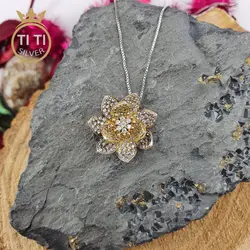 نیم ست نقره طرح گل - فروشگاه سیلور تی تی