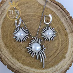 نیم ست نقره طرح برلیان - فروشگاه سیلور تی تی