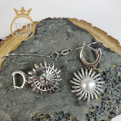 نیم ست نقره طرح برلیان - فروشگاه سیلور تی تی