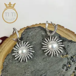 نیم ست نقره طرح برلیان - فروشگاه سیلور تی تی