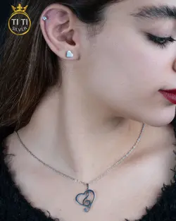 نیم ست استیل طرح قلب - رنگ ثابت - فروشگاه سیلور تی تی