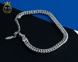 دستبند برنج نقره ای - ضد حساسیت - رنگ ثابت - فروشگاه سیلور تی تی