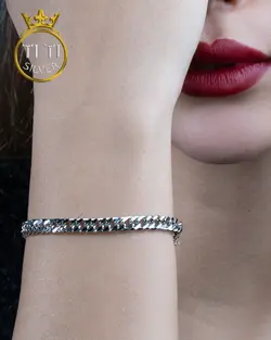 دستبند برنج نقره ای - ضد حساسیت - رنگ ثابت - فروشگاه سیلور تی تی