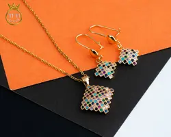 نیم ست استیل نگین رنگی - فروشگاه سیلور تی تی