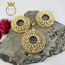 نیم ست گرد طرح طلا - فروشگاه اینترنتی سیلور تی تی