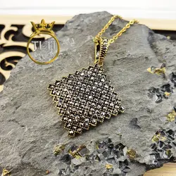 نیم ست استیل سیاه قلم طرح طلا - فروشگاه سیلور تی تی