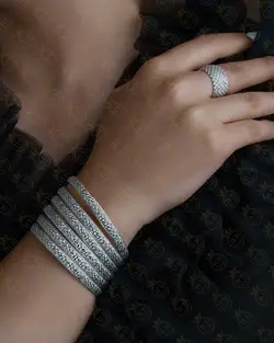 النگو نقره روکش طلا سفید - فروشگاه سیلور تی تی