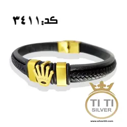 دستبند مردانه چرم رولکس- فروشگاه اینترنتی سیلور تی تی