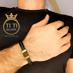 دستبند مردانه چرم رولکس- فروشگاه اینترنتی سیلور تی تی