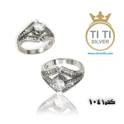 انگشتر سولیتر تک نگین نقره - فروشگاه اینترنتی سیلور تی تی