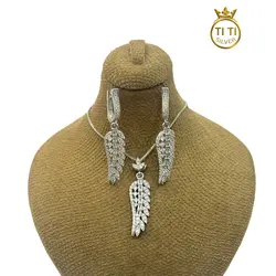 نیم ست نقره طرح جواهر برگی 08 - فروشگاه سیلور تی تی