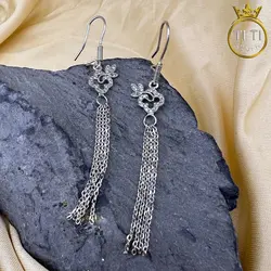 گوشواره نقره نگین دار - رنگ ثابت - فروشگاه سیلور تی تی