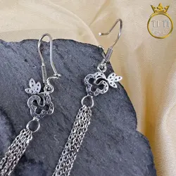 گوشواره نقره نگین دار - رنگ ثابت - فروشگاه سیلور تی تی