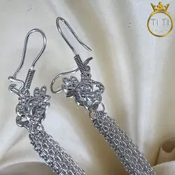 گوشواره نقره نگین دار - رنگ ثابت - فروشگاه سیلور تی تی