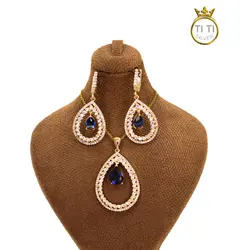 نیم ست برنج با سنگ آبی - فروشگاه سیلور تی تی