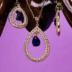 نیم ست برنج با سنگ آبی - فروشگاه سیلور تی تی