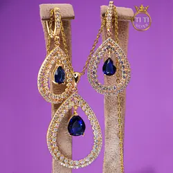 نیم ست برنج با سنگ آبی - فروشگاه سیلور تی تی