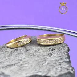 حلقه ست طلا روس دو ردیف نگین010301 - فروشگاه سیلور تی تی