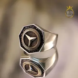 انگشتر نقره طرح بنز - فروشگاه سیلور تی تی