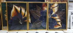 تابلودکوراتیو طرح برگ سه تکه طلایی مدرن  (سه تیکه)