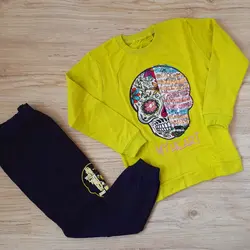 ست بلوز و شلوار دخترانه اسکلتی پولکی پاییزه1400 کد 1168