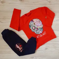 ست بلوز و شلوار دخترانه اسکلتی پولکی پاییزه1400 کد 1168