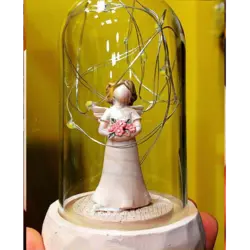 تراریوم دکوری و حباب فرشته آرزوها با ریسه LED - طرح گل