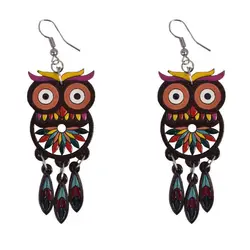 گوشواره چوبی جغد قهوه ای