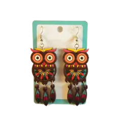 گوشواره چوبی جغد قهوه ای