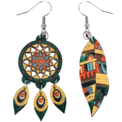 گوشواره چوبی دریم کچر سبز