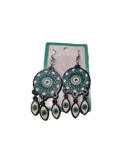 گوشواره چوبی چشم نظر - خوشحالی فروشی پلاک 27