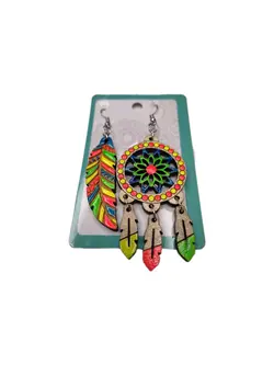 گوشواره چوبی سرخپوستی دریم کچر کد 4 - خوشحالی فروشی پلاک 27