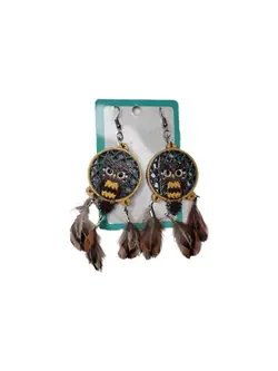 گوشواره جغد چوبی پردار - خوشحالی فروشی پلاک 27