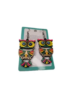 گوشواره جغد چوبی چشم نظر - خوشحالی فروشی پلاک 27