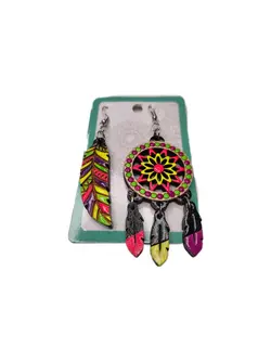 گوشواره چوبی سرخپوستی دریم کچر کد 5 - خوشحالی فروشی پلاک 27