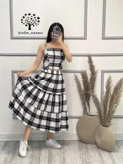 تاپ و دامن چهارخانه - کد 2059