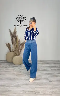 شلوار بگ کمربند دار - کد 4036