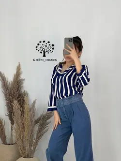 شومیز راه راه نخی - کد 4035