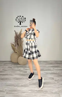 شومیز و شلوارک چهارخانه - کد 20101